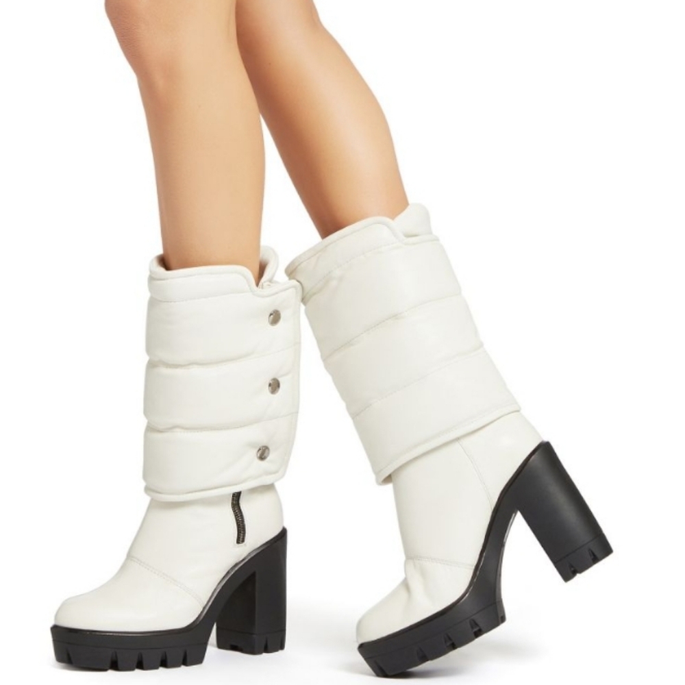 Giuseppe zanotti white leather platform white snow puff boots